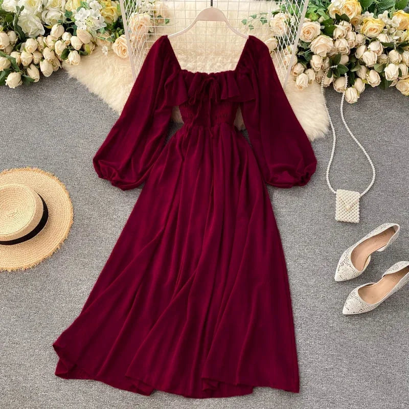 MARGOT | SQUARE NECK CHIFFON MAXI DRESS