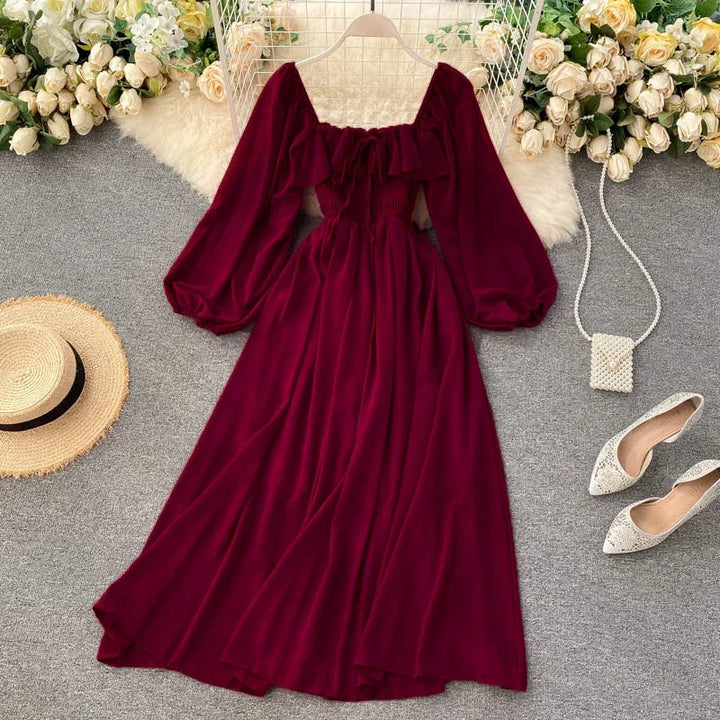 MARGOT | SQUARE NECK CHIFFON MAXI DRESS