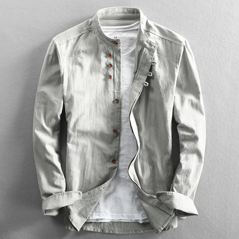 JOSHUA | STAND COLLAR LINEN SHIRT