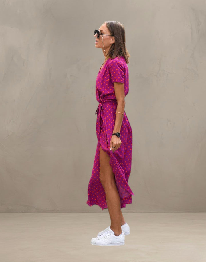 AMELIA | COLOURFUL V-NECK DRESS