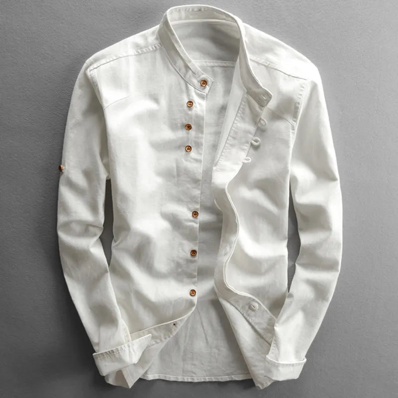 JOSHUA | STAND COLLAR LINEN SHIRT