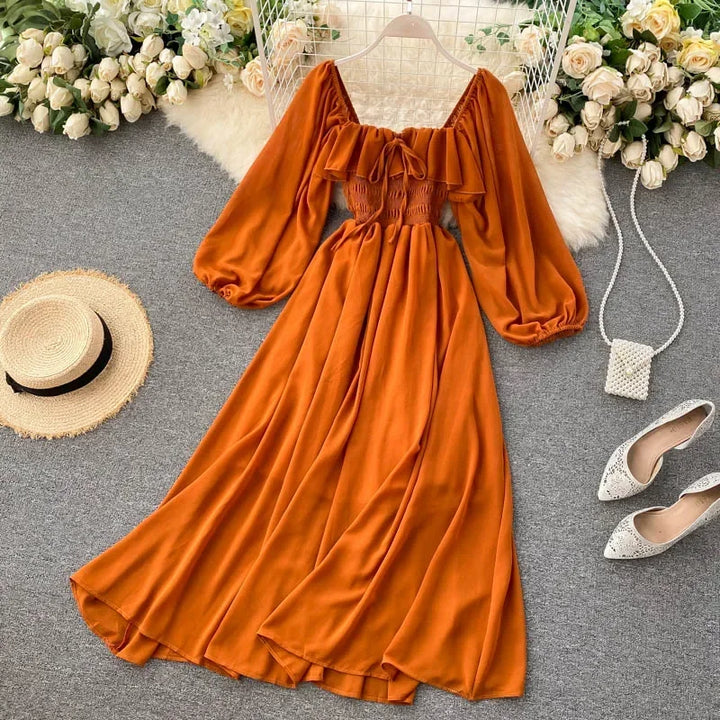 MARGOT | SQUARE NECK CHIFFON MAXI DRESS