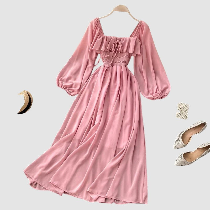 MARGOT | SQUARE NECK CHIFFON MAXI DRESS