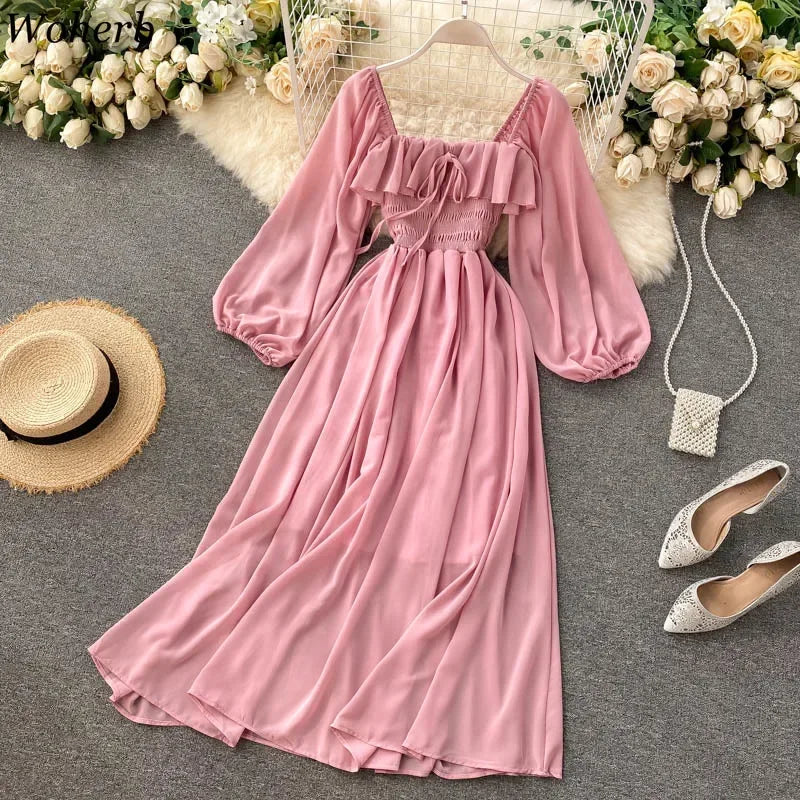 MARGOT | SQUARE NECK CHIFFON MAXI DRESS