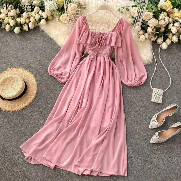 MARGOT | SQUARE NECK CHIFFON MAXI DRESS