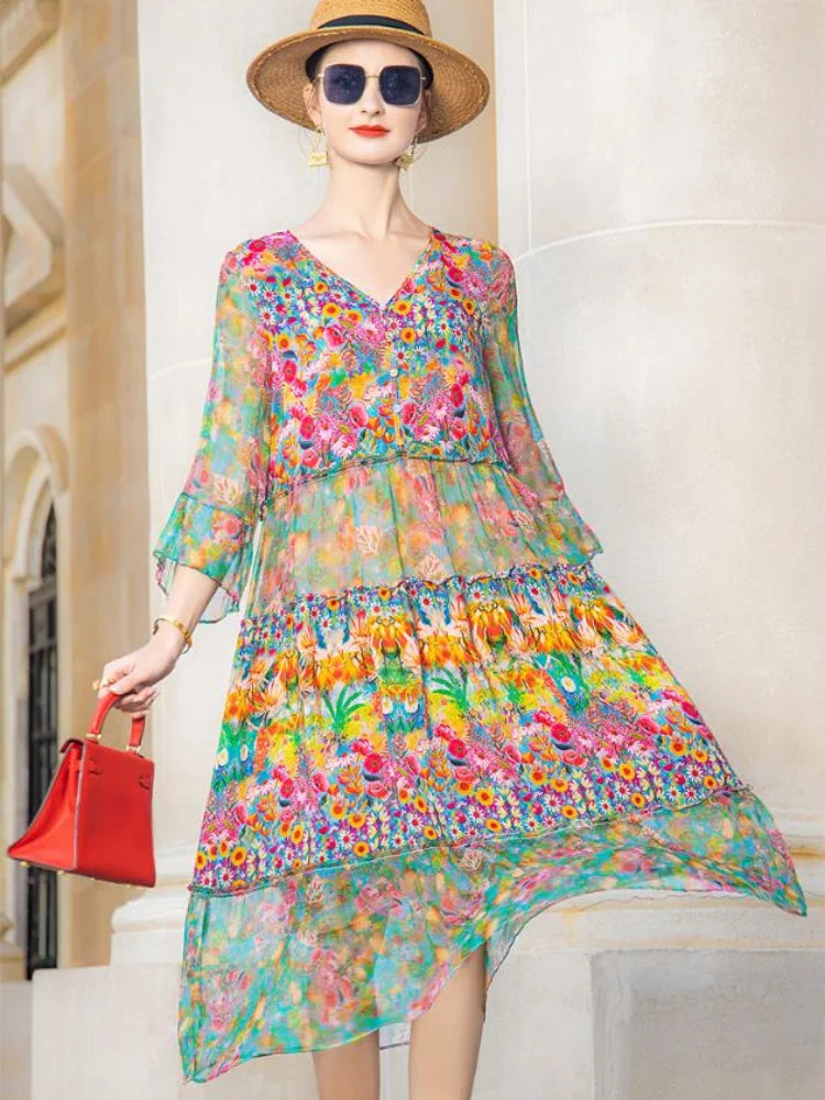 SHARON | BOHEMIAN PRINT MIDI DRESS