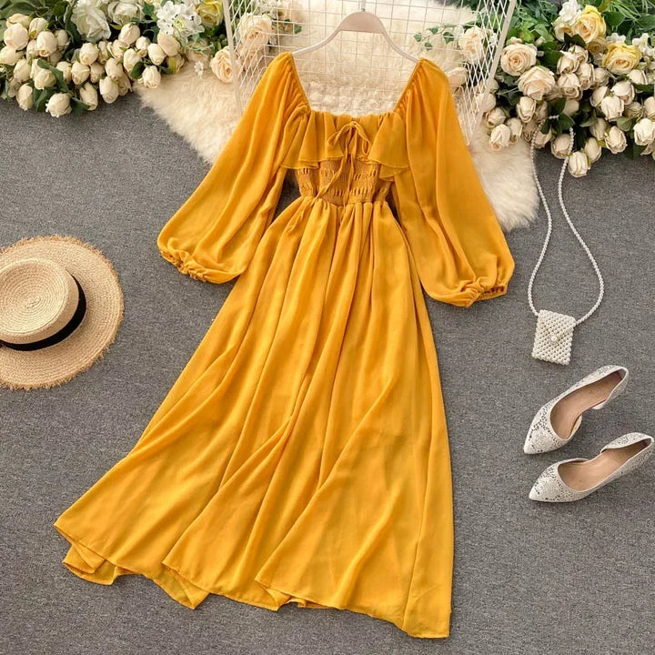 MARGOT | SQUARE NECK CHIFFON MAXI DRESS