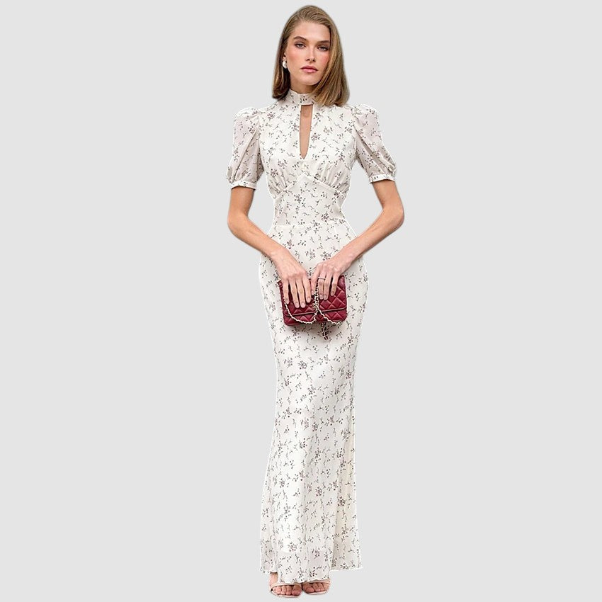 DIANE | PRINTED HIGH-NECK MAXI DRESS