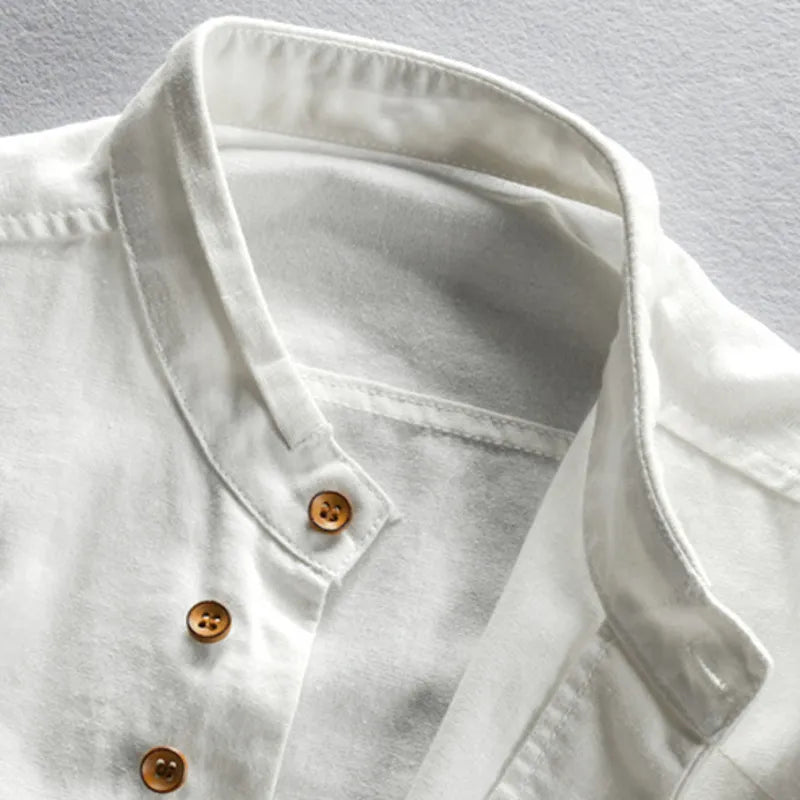 JOSHUA | STAND COLLAR LINEN SHIRT