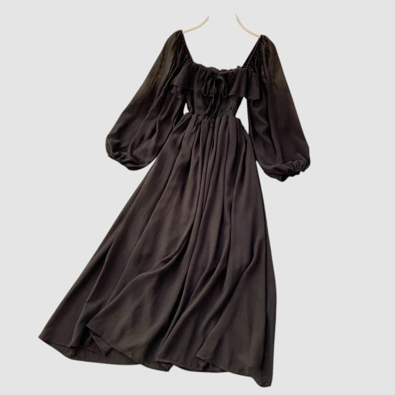 MARGOT | SQUARE NECK CHIFFON MAXI DRESS