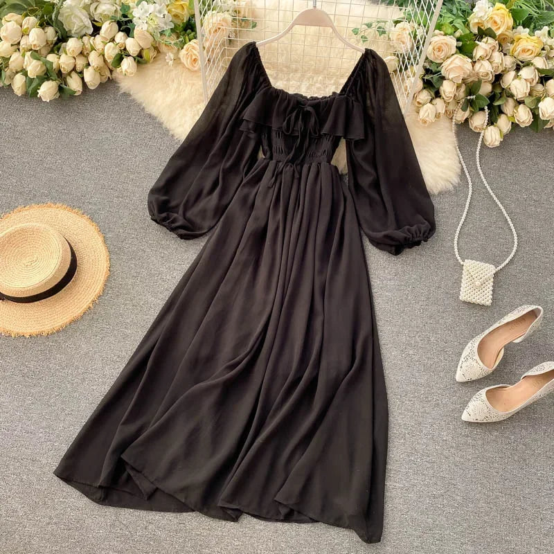 MARGOT | SQUARE NECK CHIFFON MAXI DRESS