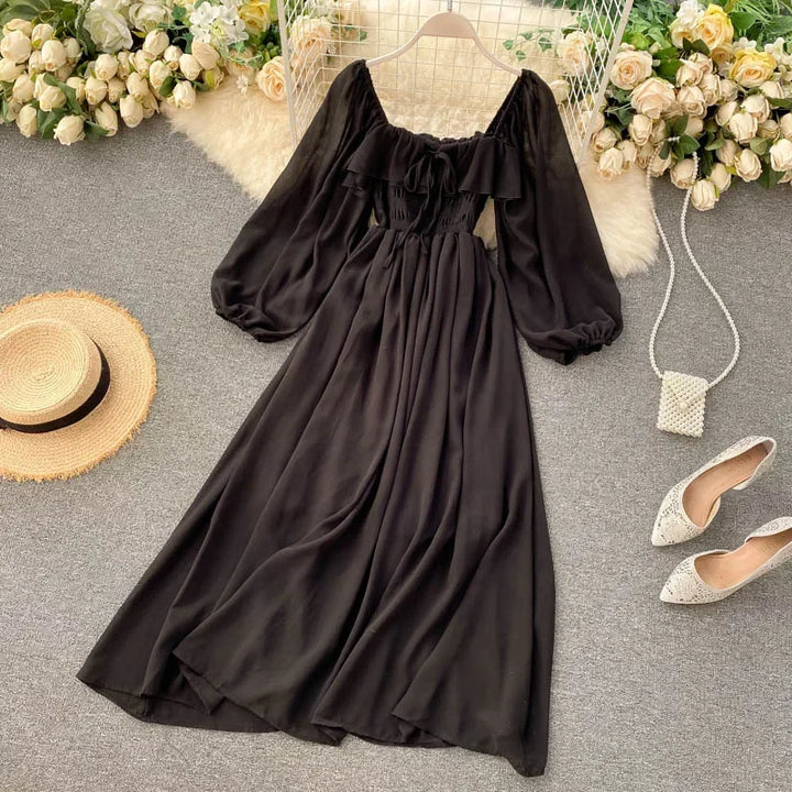 MARGOT | SQUARE NECK CHIFFON MAXI DRESS