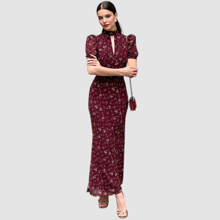 DIANE | PRINTED HIGH-NECK MAXI DRESS