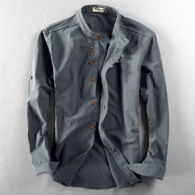 JOSHUA | STAND COLLAR LINEN SHIRT