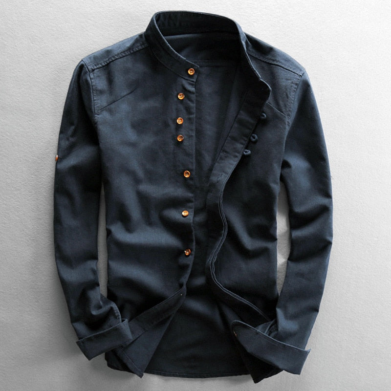 JOSHUA | STAND COLLAR LINEN SHIRT