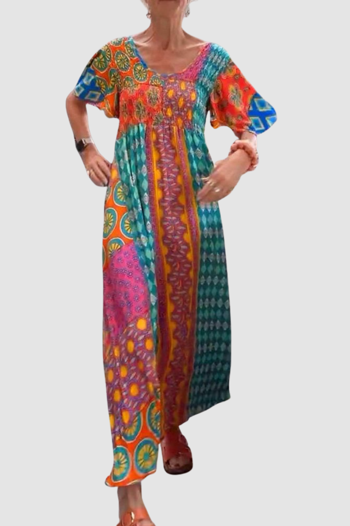LAVIELLE | PRINTED BOHEMIAN MAXI DRESS