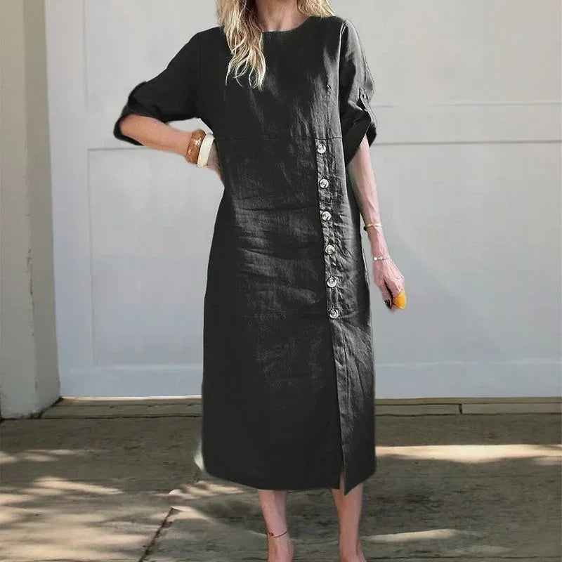 JEAN | COTTON LINEN MIDI DRESS