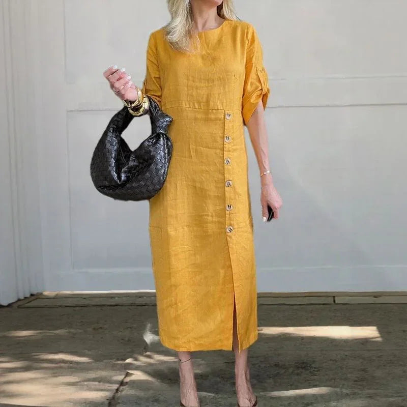 JEAN | COTTON LINEN MIDI DRESS