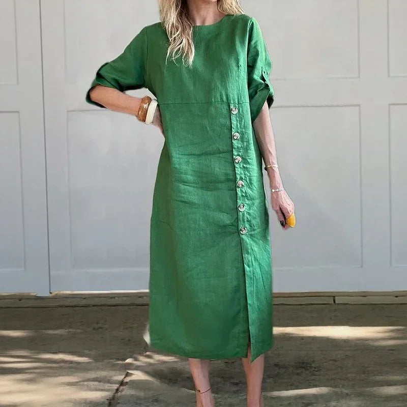 JEAN | COTTON LINEN MIDI DRESS