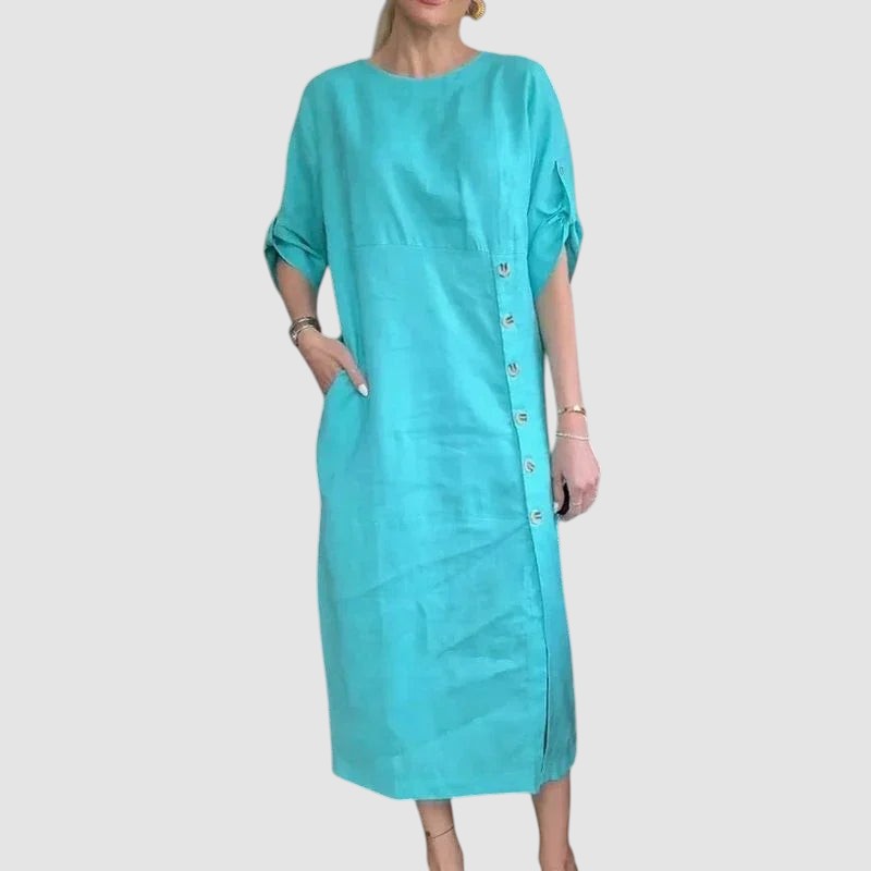 JEAN | COTTON LINEN MIDI DRESS