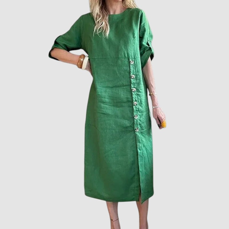 JEAN | COTTON LINEN MIDI DRESS