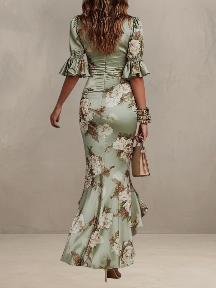VALENTINA - FLORAL SATIN MIDI DRESS
