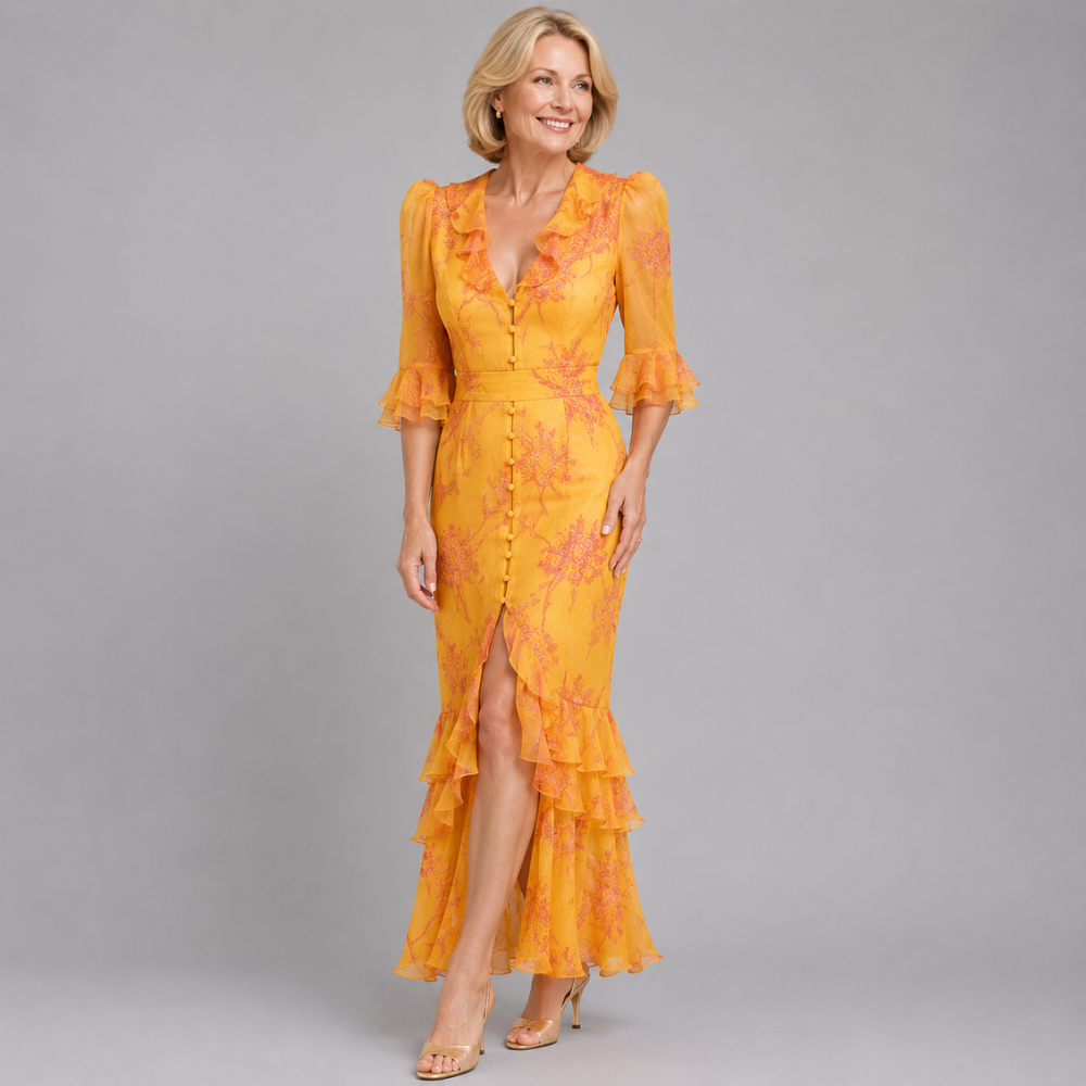 MILDRED | FLORAL CHIFFON MAXI DRESS