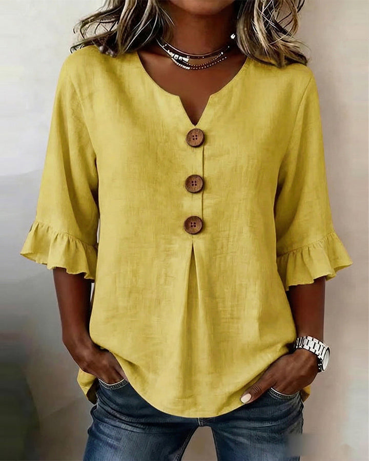 SOPHIA | LINEN BLEND BUTTON BLOUSE