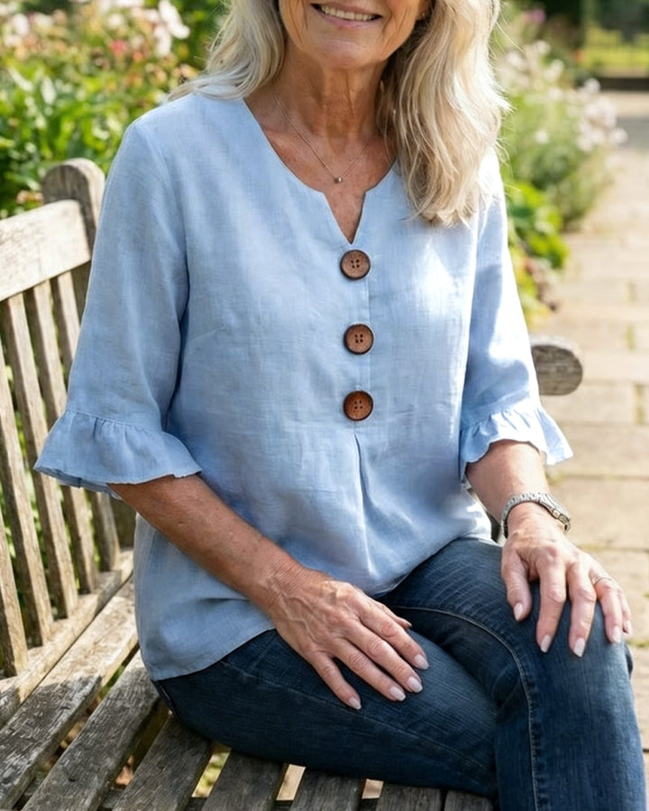 SOPHIA | LINEN BLEND BUTTON BLOUSE