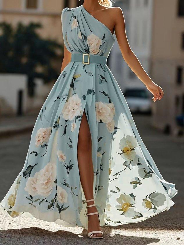 PHYLLIS | ONE-SHOULDER CHIFFON MAXI DRESS