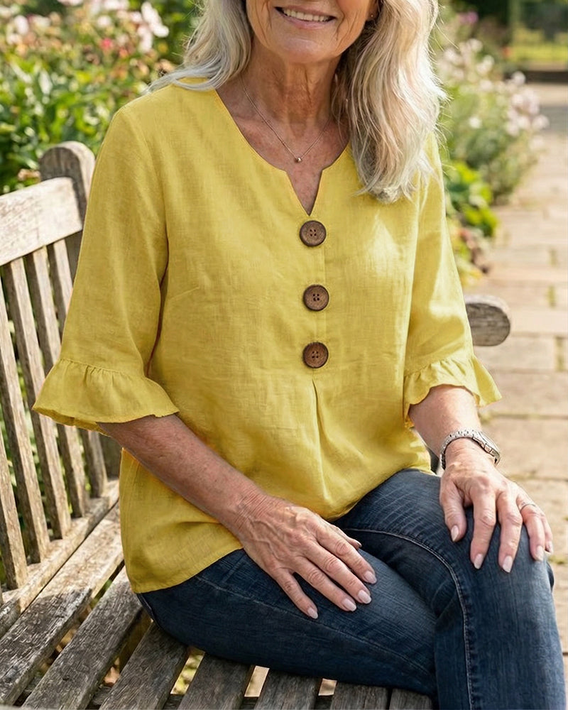 SOPHIA | LINEN BLEND BUTTON BLOUSE