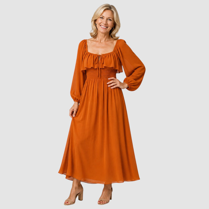 MARGOT | SQUARE NECK CHIFFON MAXI DRESS