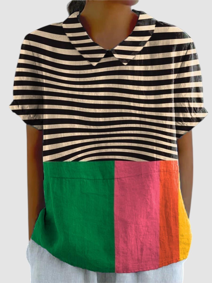 EVIA | BOLD STRIPED COLOURFUL BLOCK T-SHIRT