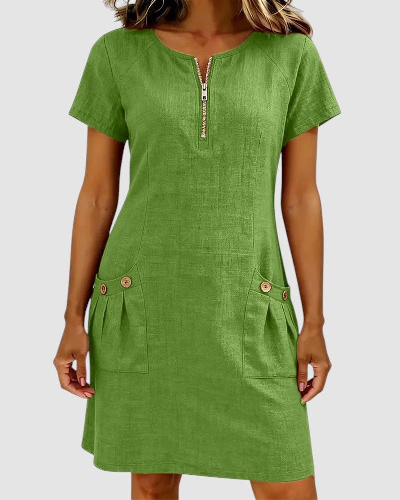 HILLARY | LINEN-BLEND SUMMER DRESS