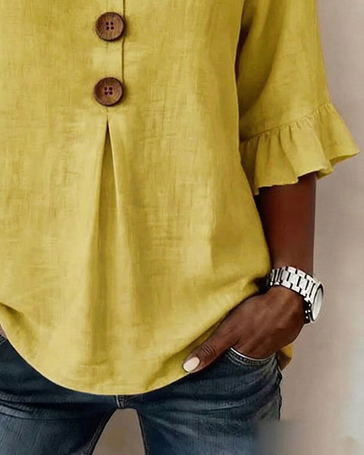 SOPHIA | LINEN BLEND BUTTON BLOUSE