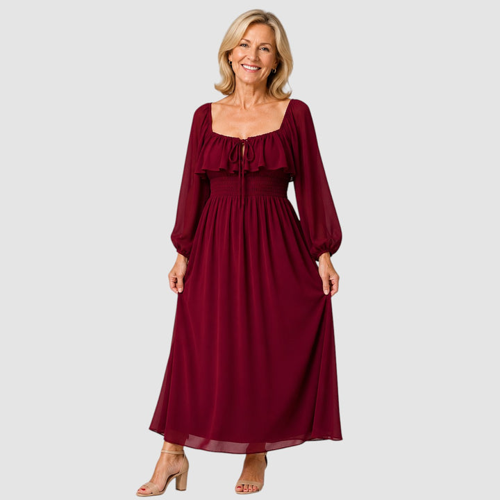 MARGOT | SQUARE NECK CHIFFON MAXI DRESS