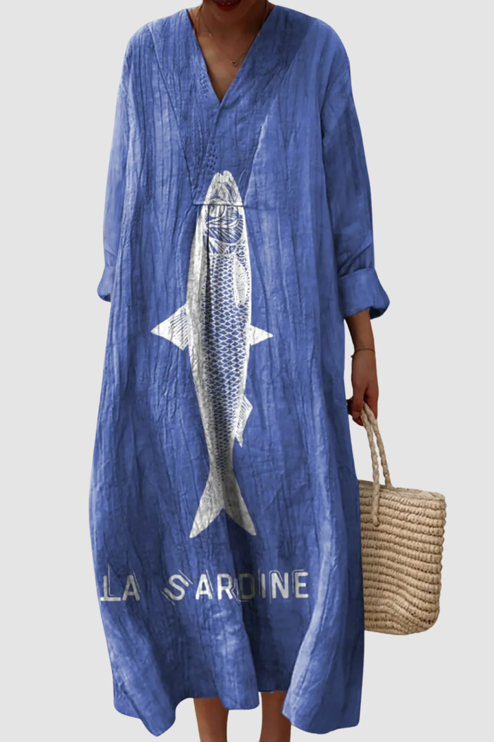 JUDY | FUNNY SARDINE PATTERN ART PRINT DRESS
