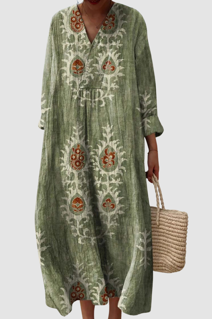 SIA | VINTAGE ETHNIC FLORAL ART PRINT DRESS