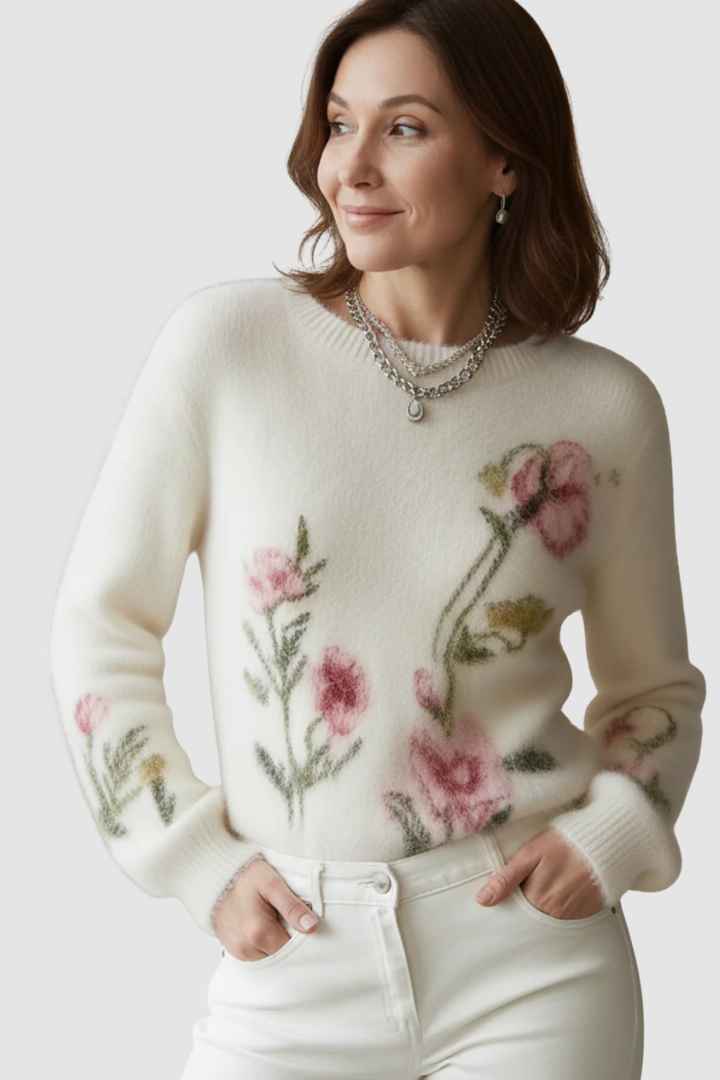 LIVIA | JACQUARD KNIT SWEATER WHITE