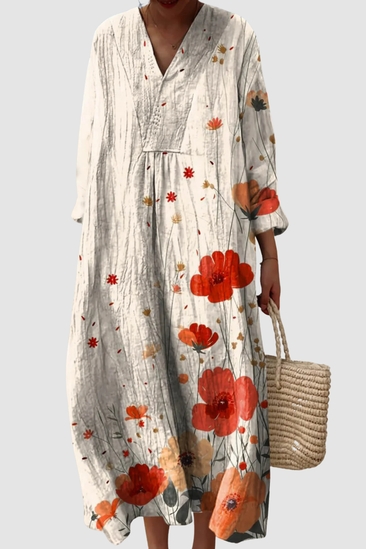 MINA | LOVELY FLORAL PATTERN ART PRINT DRESS