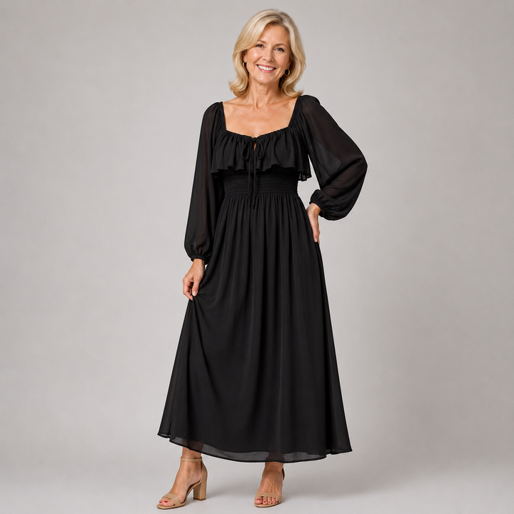 MARGOT | SQUARE NECK CHIFFON MAXI DRESS
