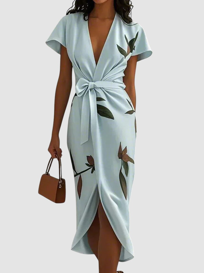 LINDA | FLORAL WRAP MIDI DRESS