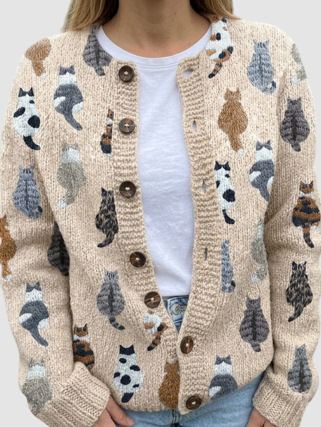 EMARA | CAT PATTERN CARDIGAN