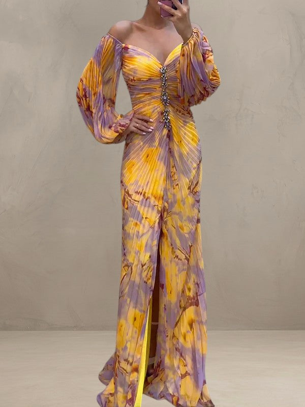 SOPHIE | LONG PLEATED EVENING DRESS