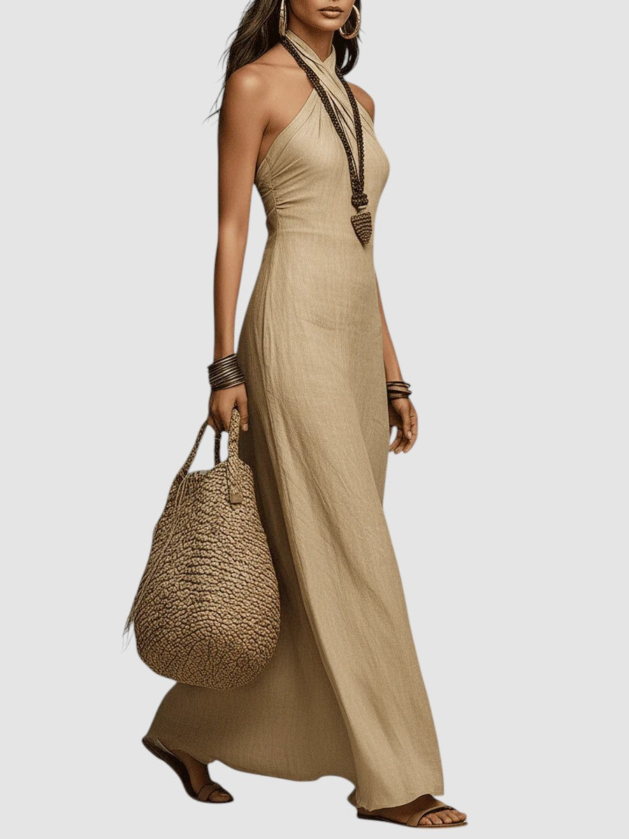 EMILIA | HALTER MAXI LINEN DRESS