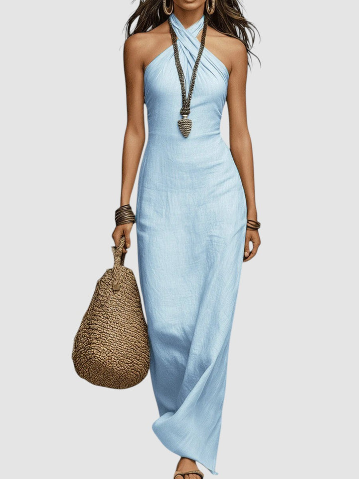 EMILIA | HALTER MAXI LINEN DRESS