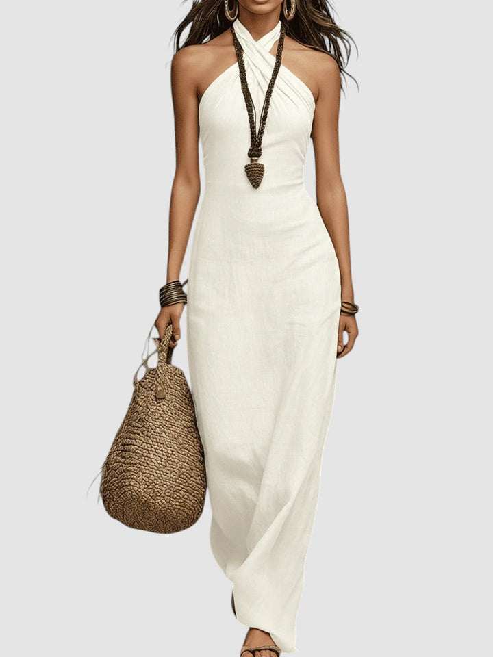 EMILIA | HALTER MAXI LINEN DRESS