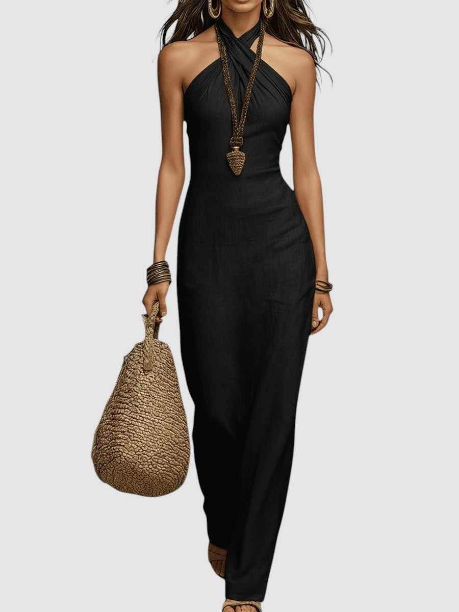 EMILIA | HALTER MAXI LINEN DRESS