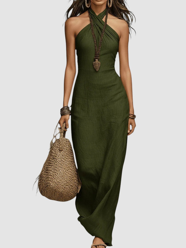 EMILIA | HALTER MAXI LINEN DRESS