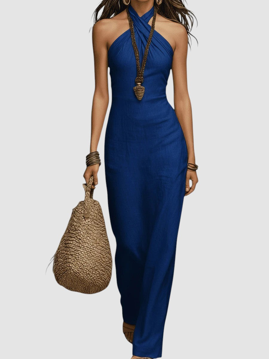 EMILIA | HALTER MAXI LINEN DRESS